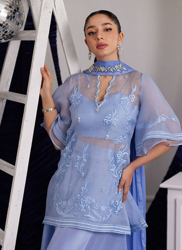 Farah Talib Aziz Cassie Periwinkle Shirt And Dupatta Online Shopping